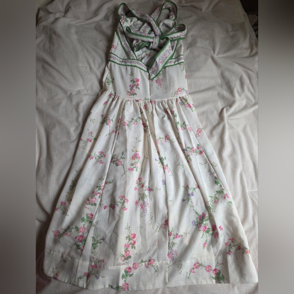H&M Lovely Long FLORAL Back Tie-detail Midi Dress Floral Cream Floral BNWT - Picture 4 of 16